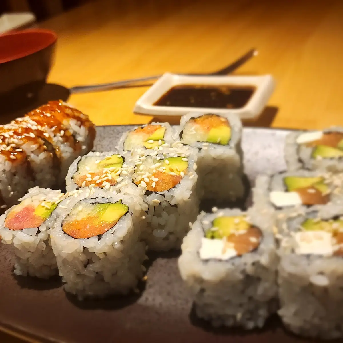Rainbow Roll Spicy Yellowtail Roll Kanpachi Nigiri