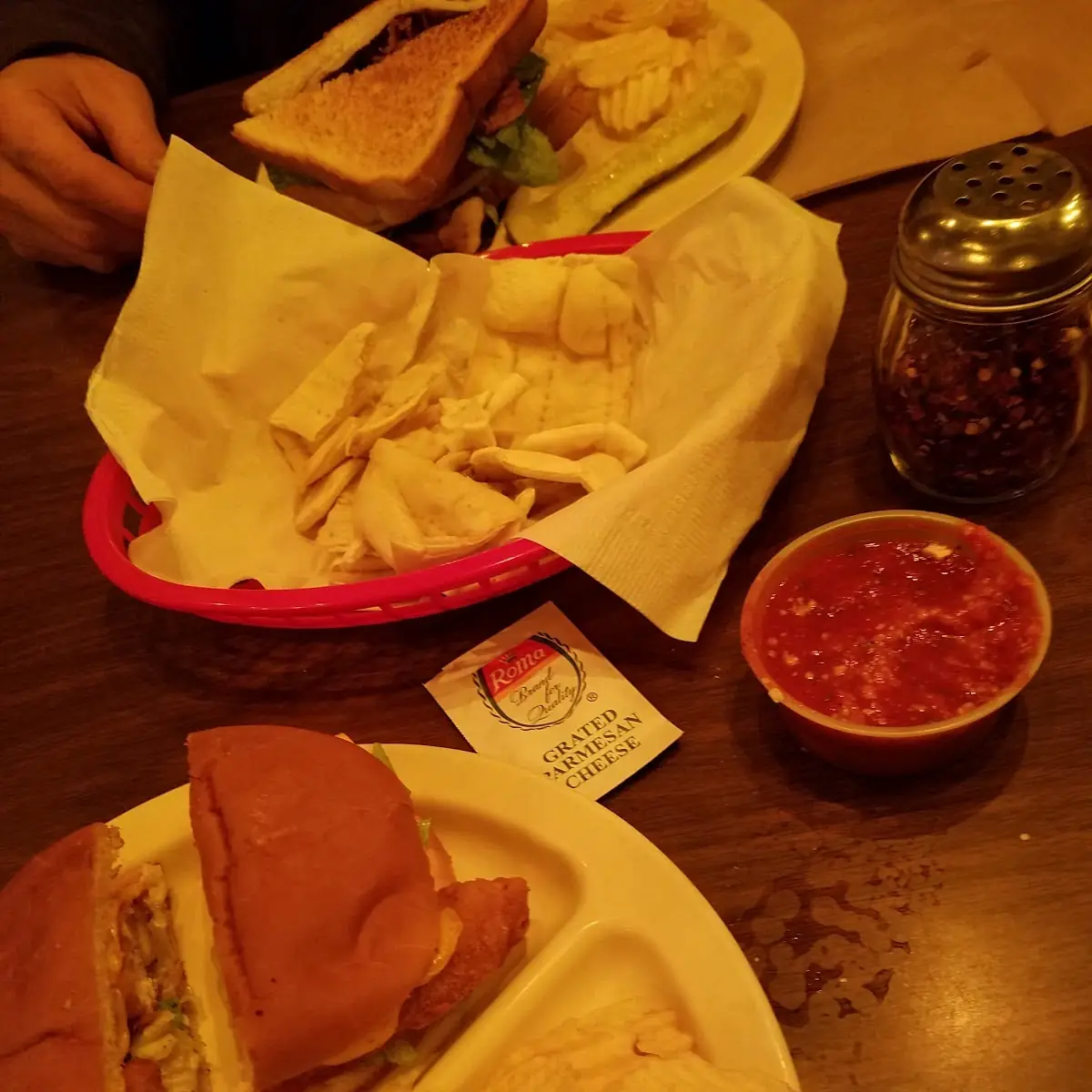 Pizza Crackers and Chicken Sandwich
