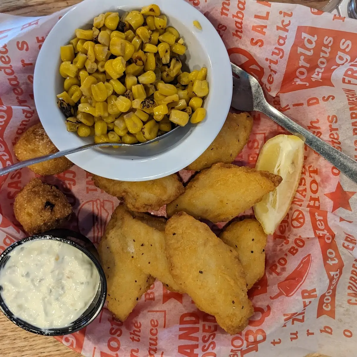 Fish and Chips with Roasted Corn