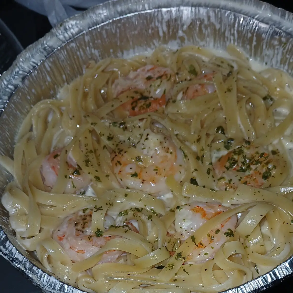 Shrimp Alfredo Pasta Carbonara