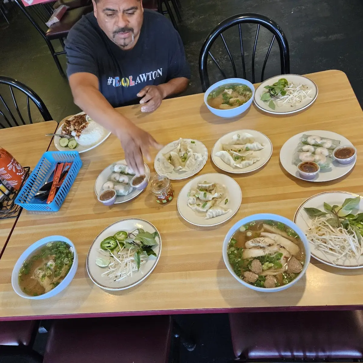 Spring Rolls Chicken Pho Steamed Dumplings Grilled Chicken and Rice