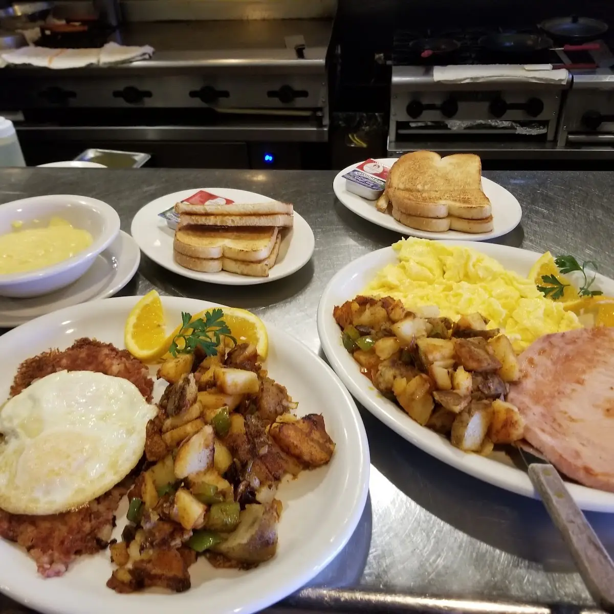 Ham Steak and Eggs Breakfast Plates
