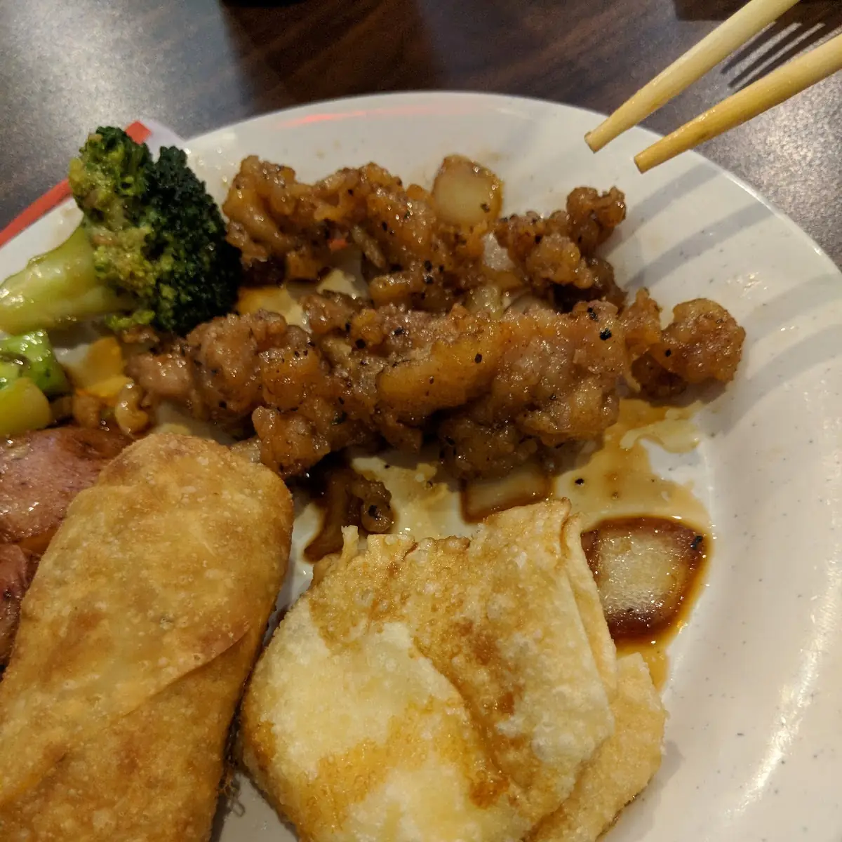 Crab Rangoon Egg Roll Black Pepper Chicken