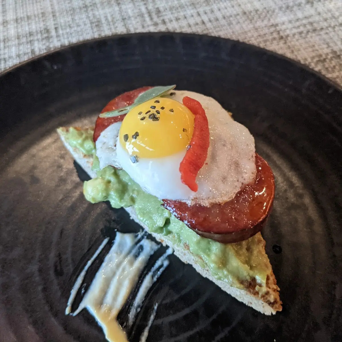 Chorizo & Avocado Toast Quail Egg Rooster Sauce