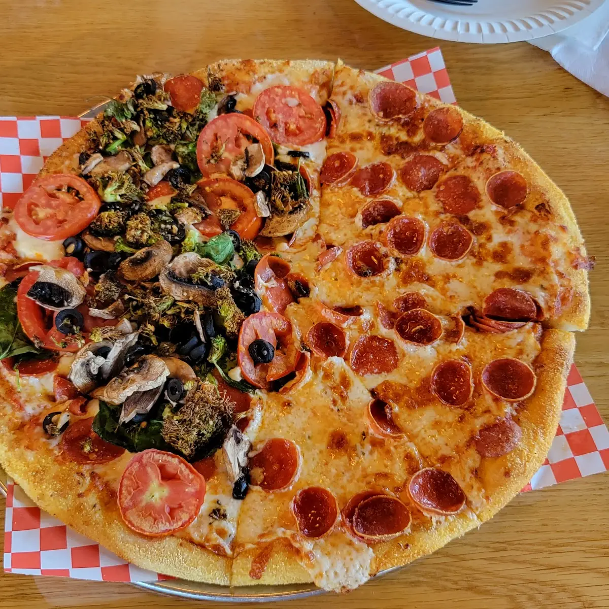 14 Half Pepperoni & Veggie Pizza