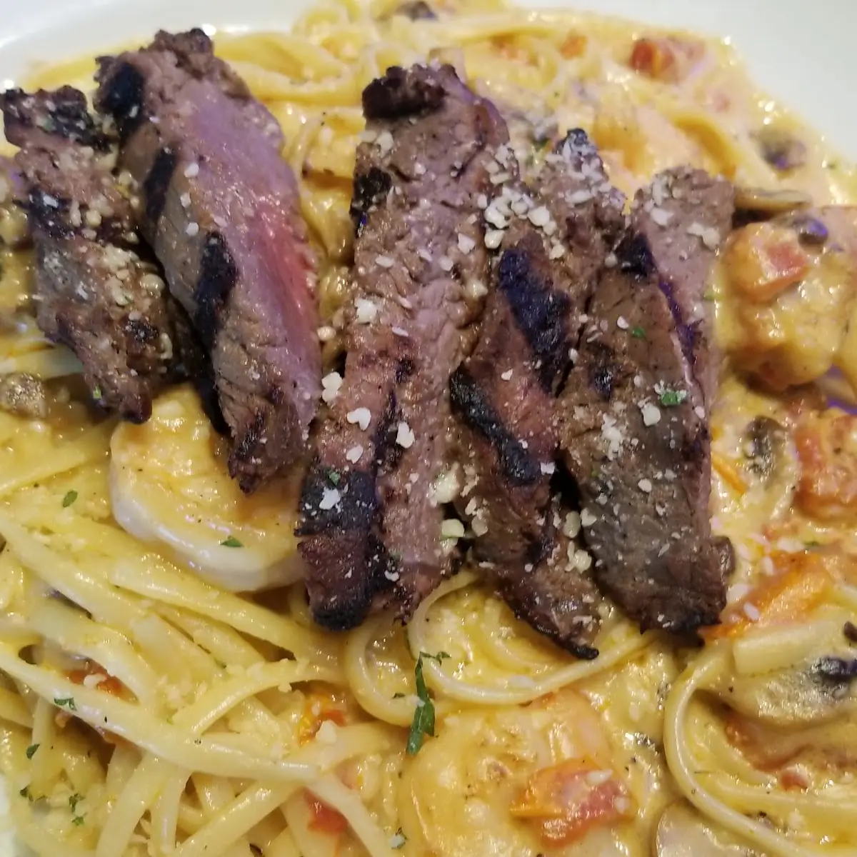 Bistro Steak & Shrimp Alfredo Linguine