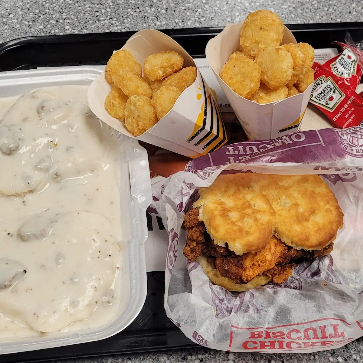 Biscuits and Sausage Gravy with Chicken Biscuit