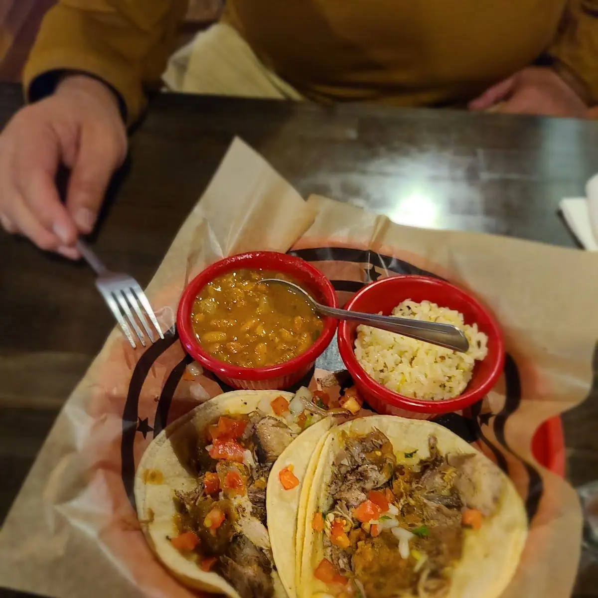 Pork Tacos w Rice & Beans