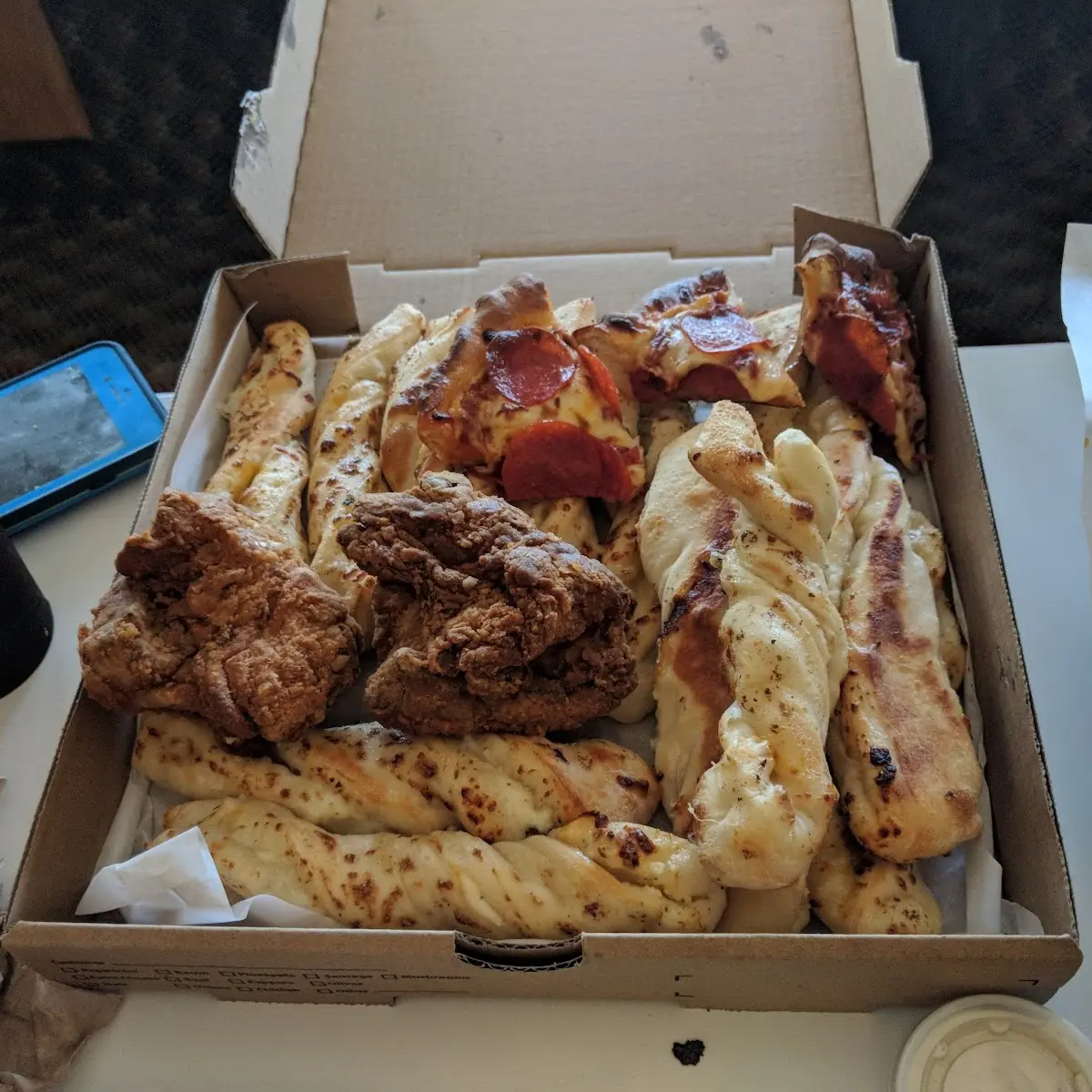 Fried Chicken Pizza and Twists