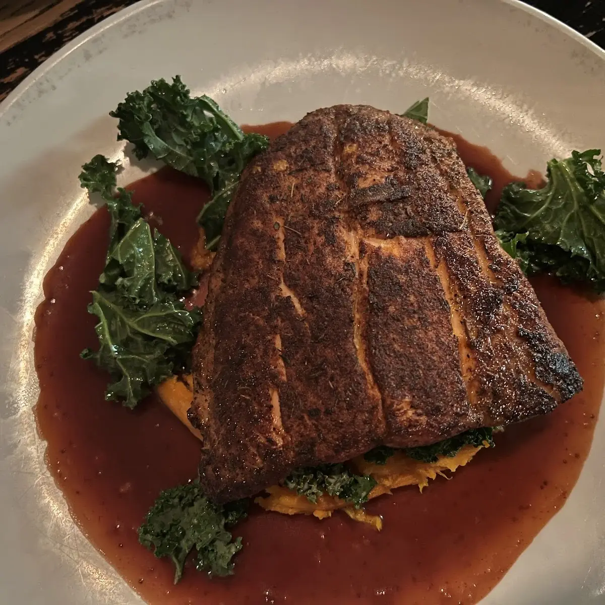 BBQ Salmon over Sweet Potatoes