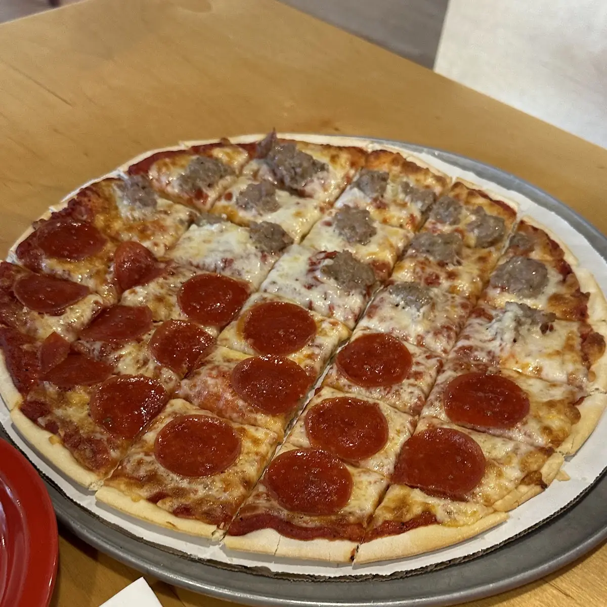 Half Pepperoni Half Sausage Pizza