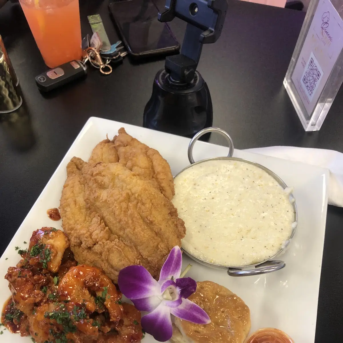 Sweet Chilli Shrimp Fried Fish Grits