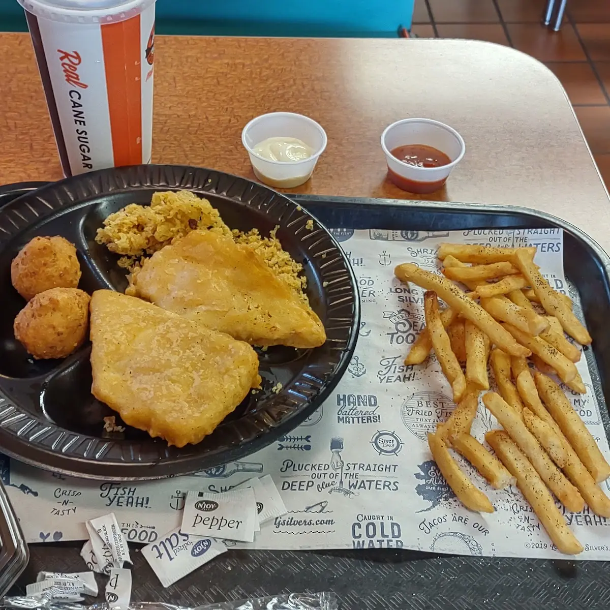2 Fried Fish Combo and Triple Chocolate Cheesecake