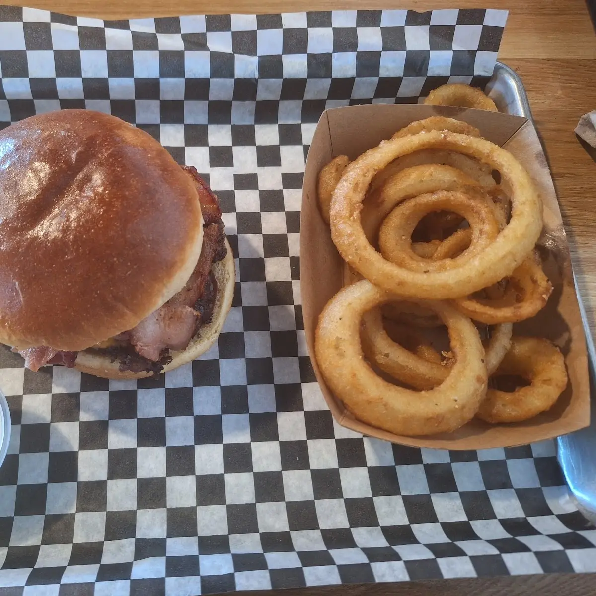 BBQ Bacon Burger & Onion Rings