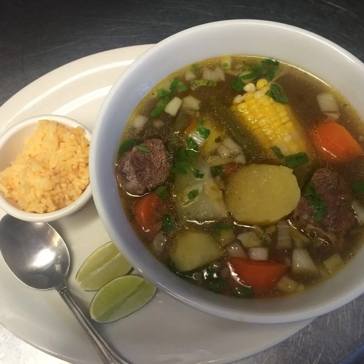 Beef Vegetable Soup and Chicken Chimichanga