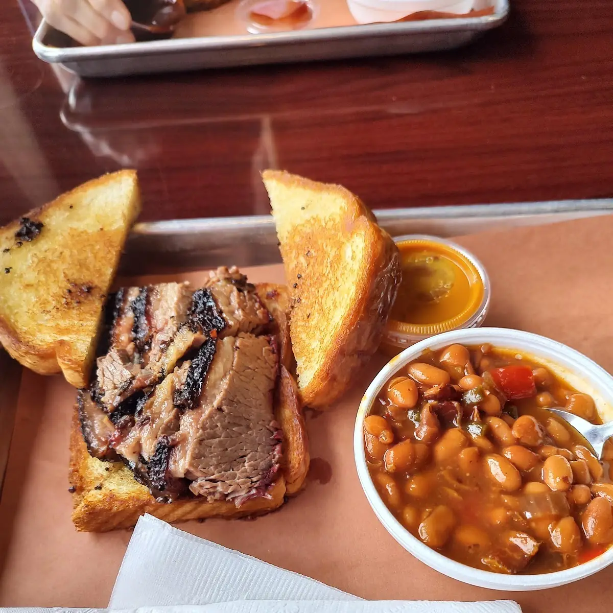 Brisket Sandwich with Baked Beans