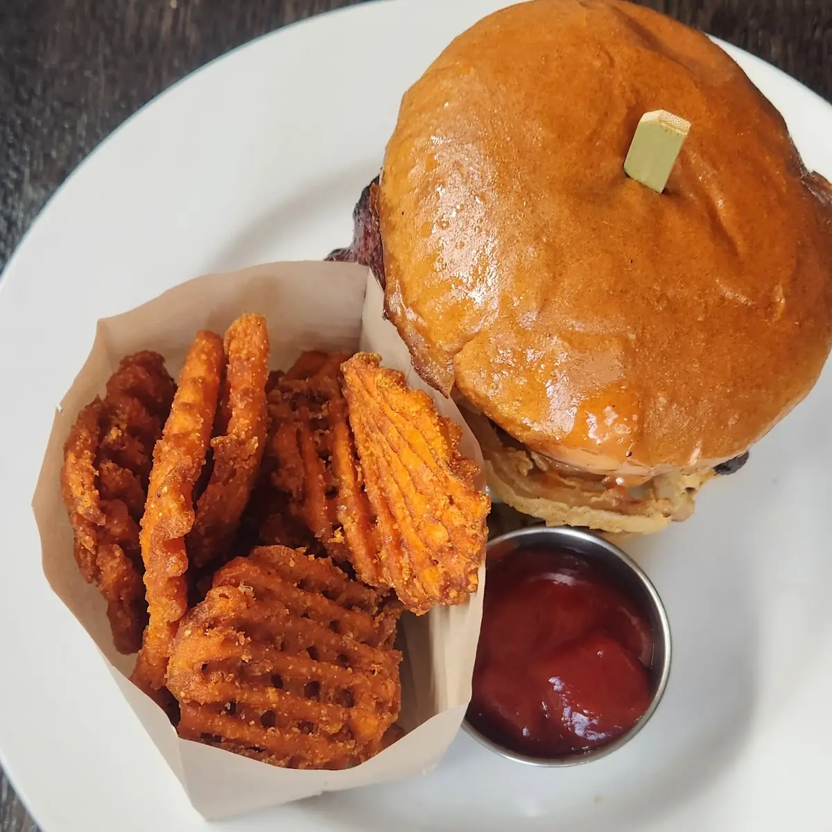Burger and Sweet Potato Fries