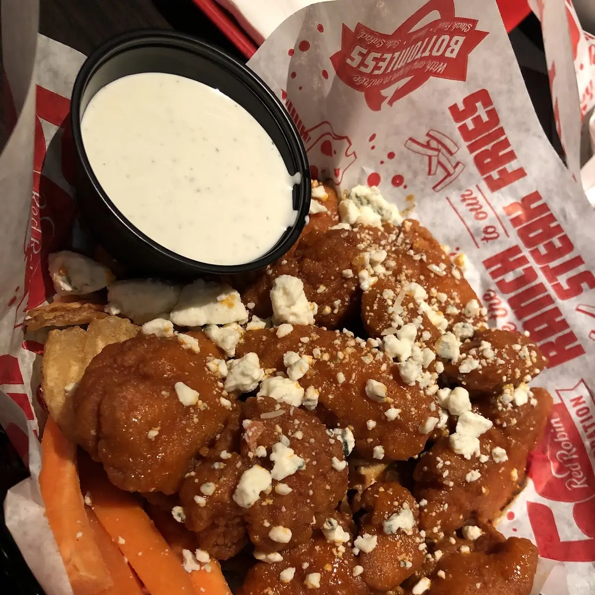 Buzz Boneless Wings with Bleu Cheese Crumbles