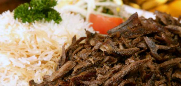 Meal with Rice - Charcoal Veal & Lamb Shawarma, شاورما حطب و نار Charc Shawarma