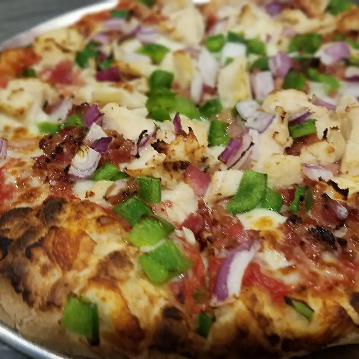 Bacon Chicken Onion Green Peppers Pizza