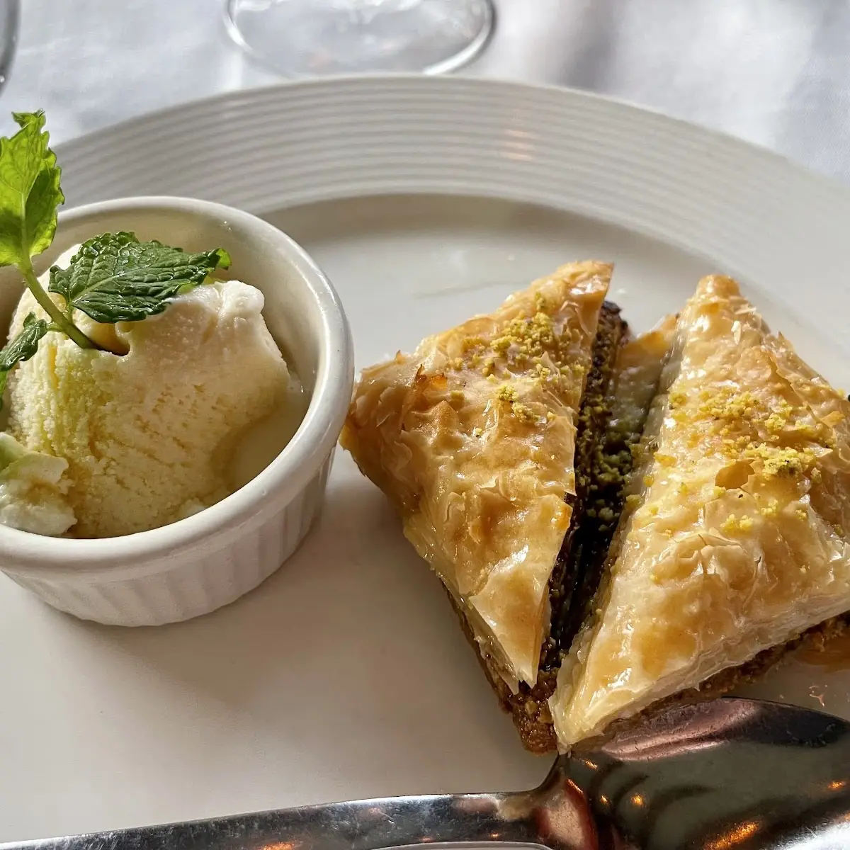 Baklava with Vanilla Ice Cream