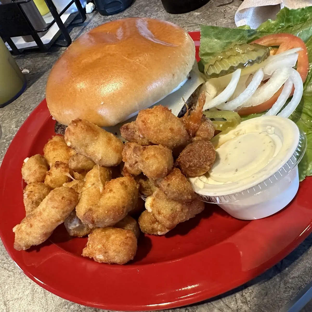 Burger and Cheese Curds