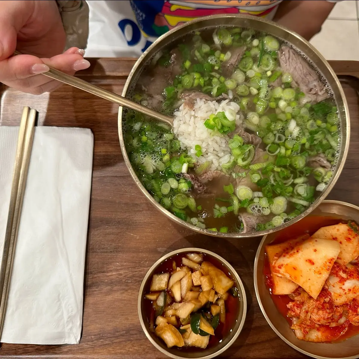 Beef Bone Soup and Side Kimchi