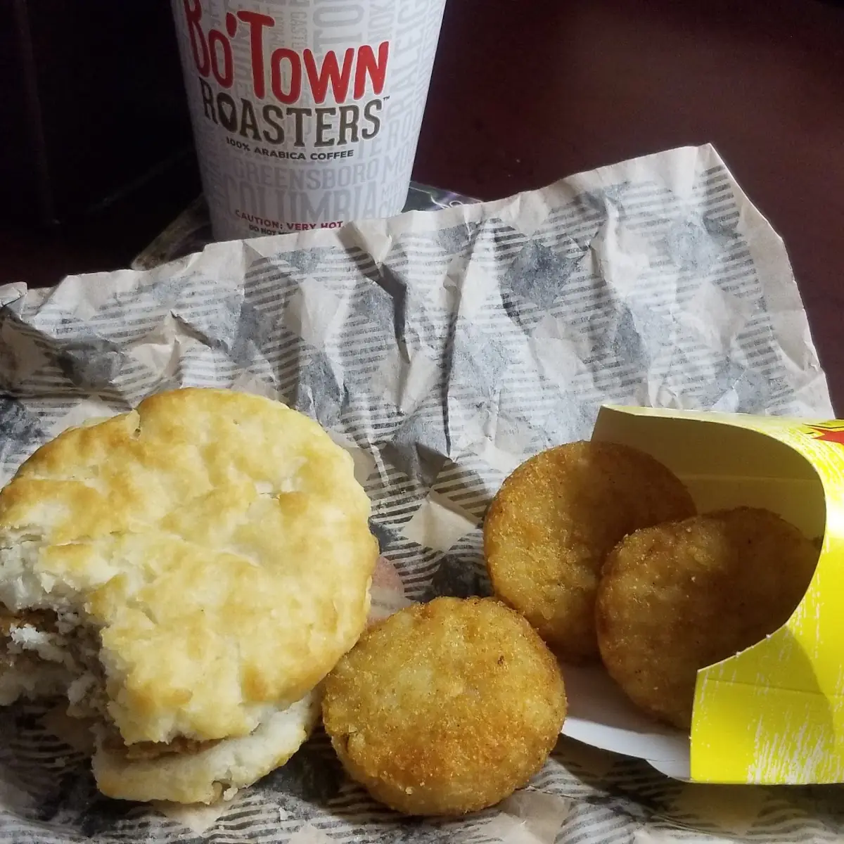 Chicken Biscuit with Hash Rounds