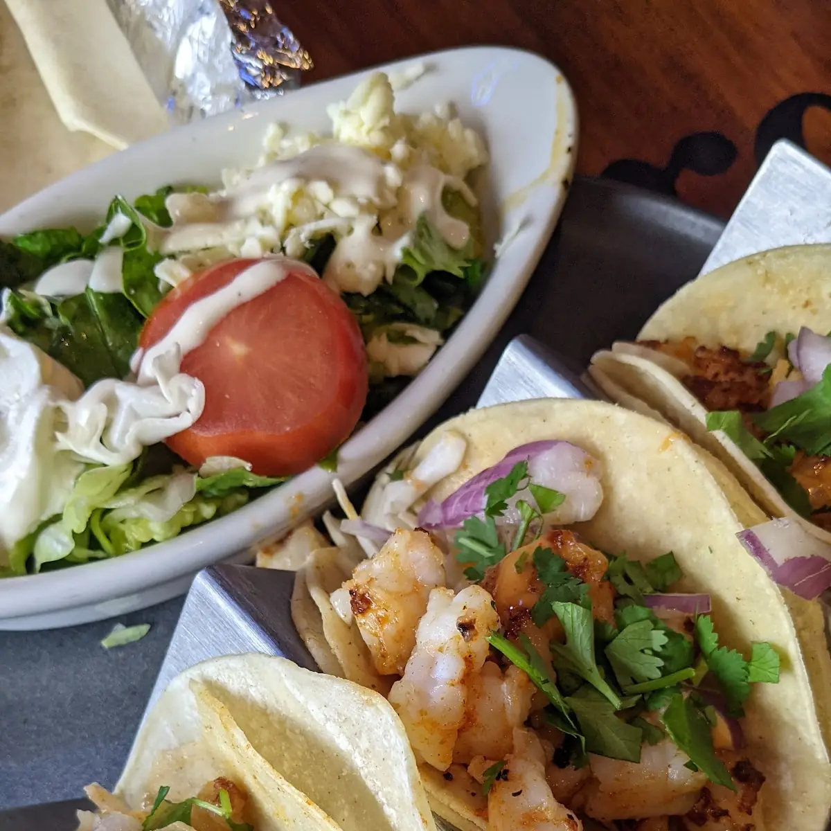 Shrimp Tacos with a Side Salad