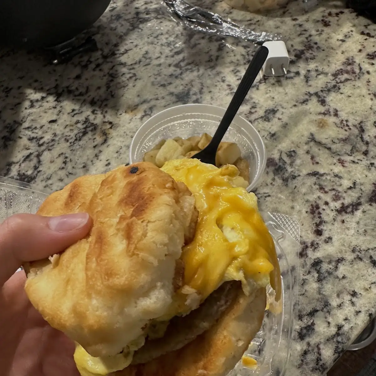 Turkey Sausage Egg and Cheese Biscuit