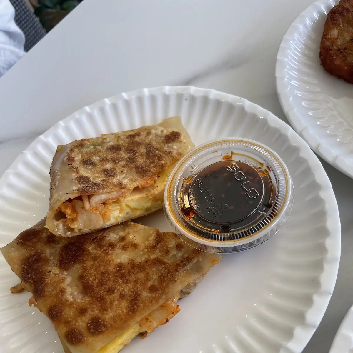 Hickory Smoked Bacon and Egg Scallion Pancake Sandwich