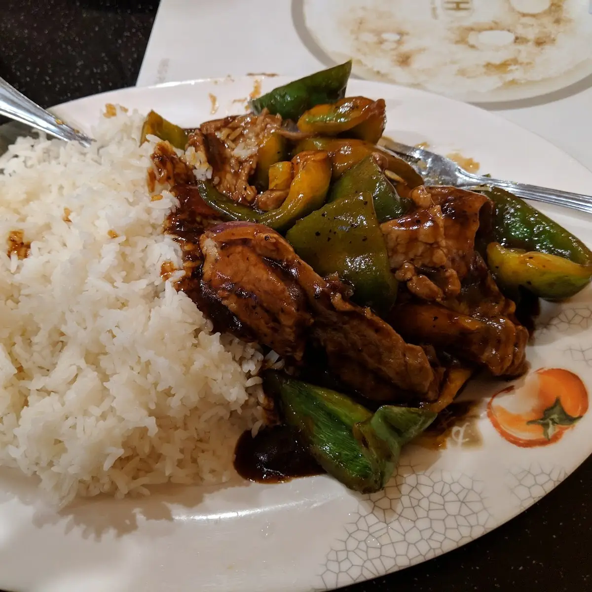 Chicken or Beef with Black Pepper over Rice