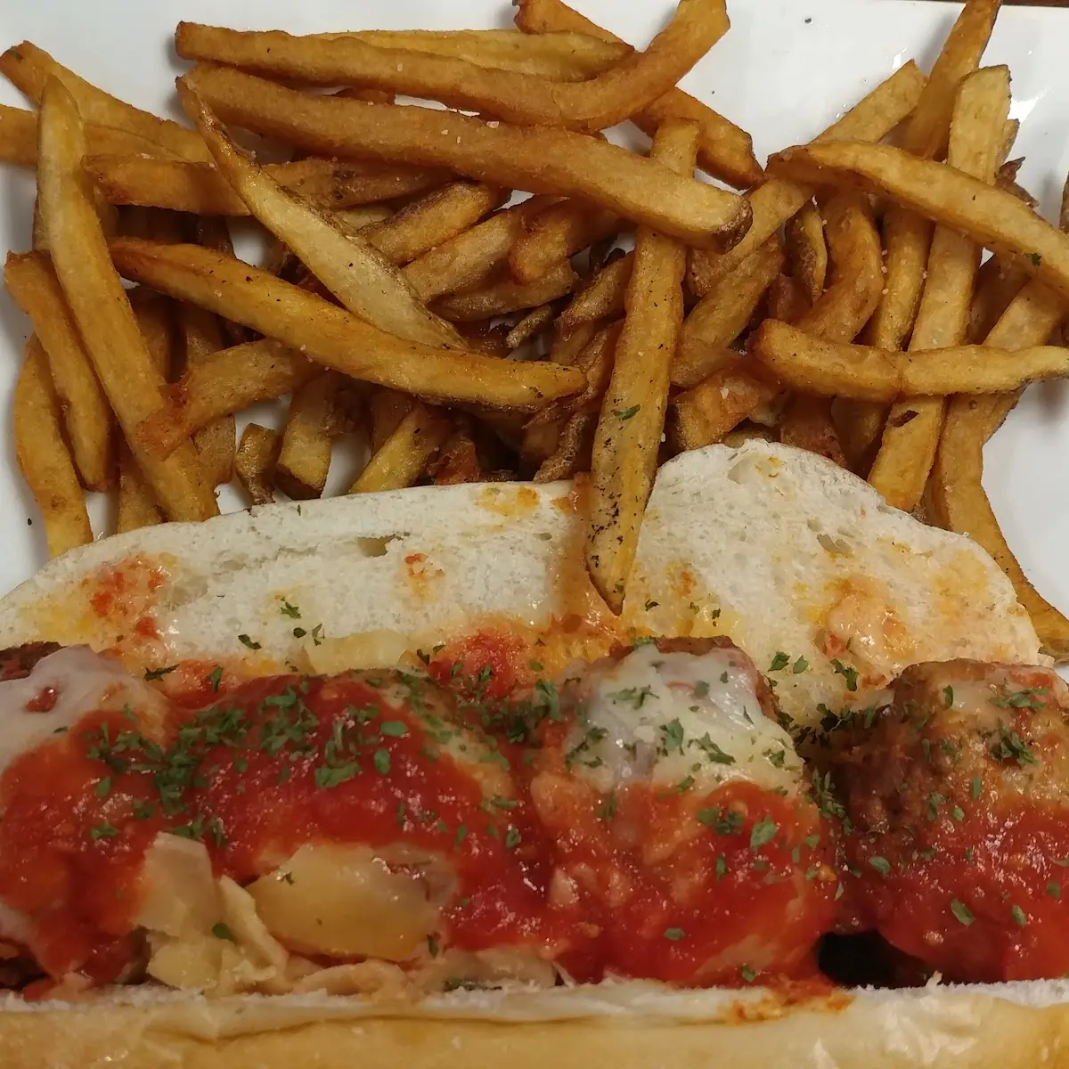 Meatball Sub and Fries