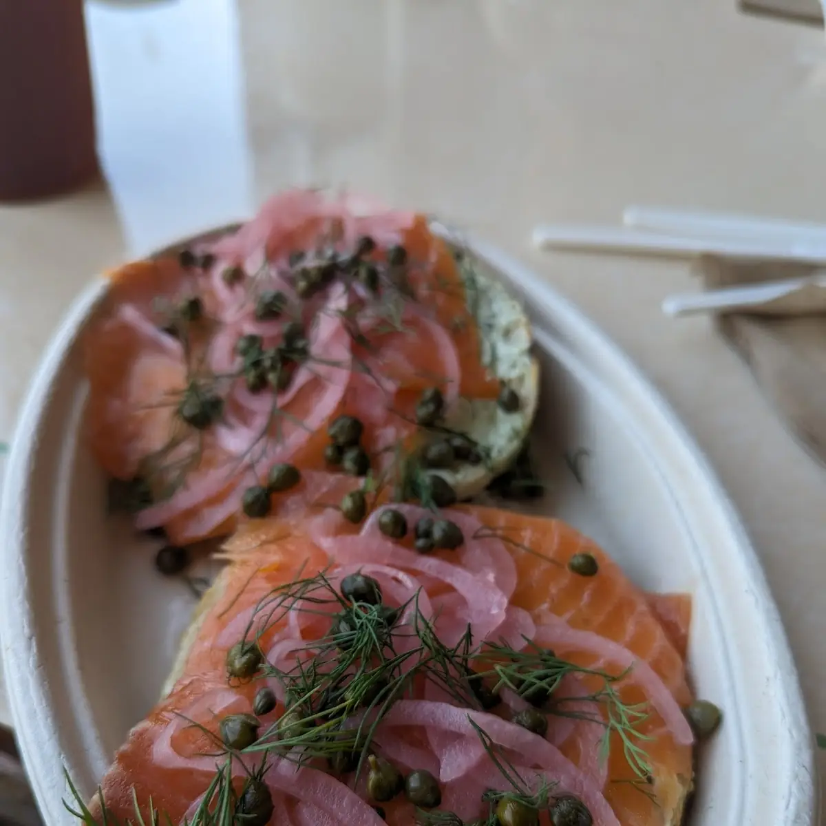 Open Face Lox and Bagel Cream Cheese