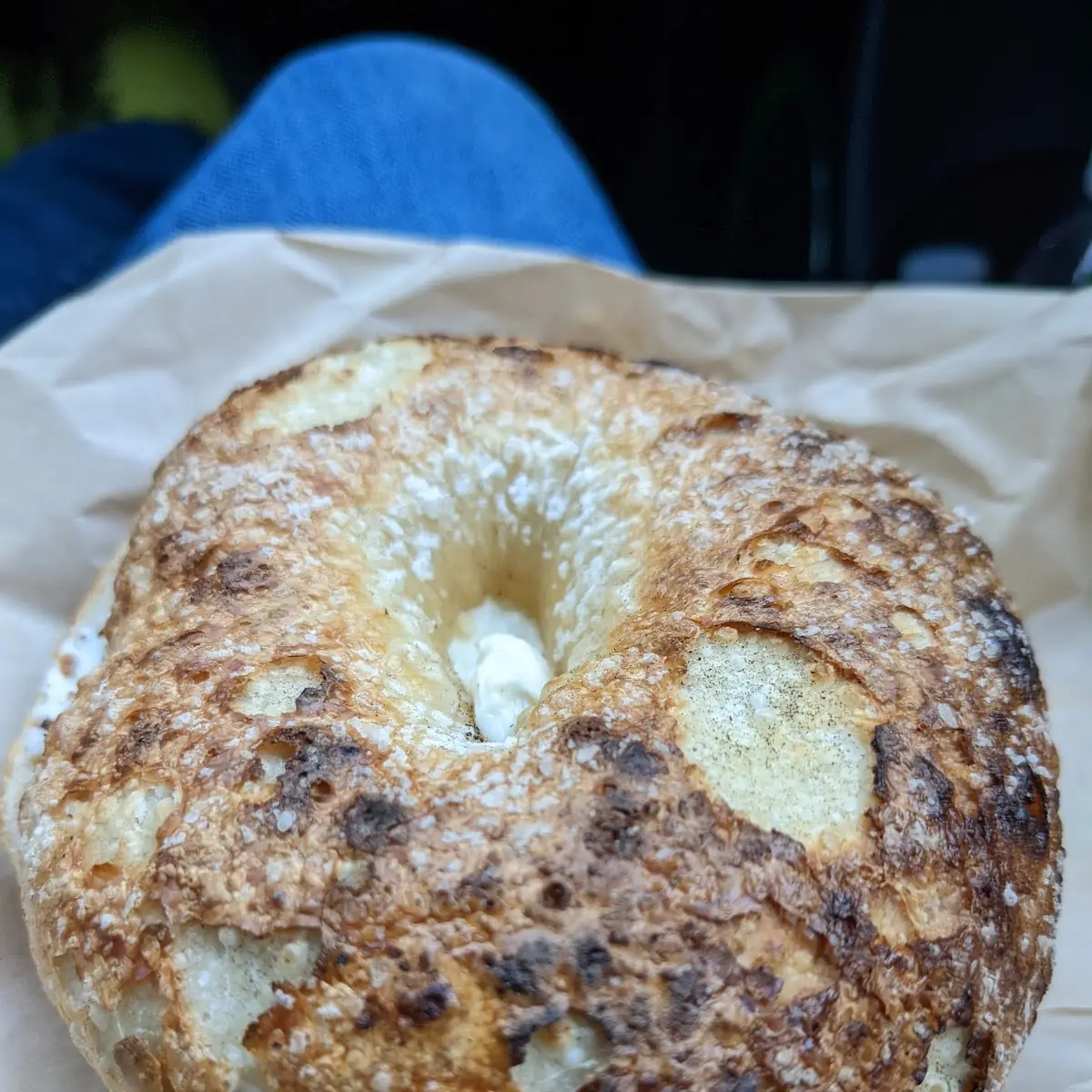 Salt Bagel and Cream Cheese