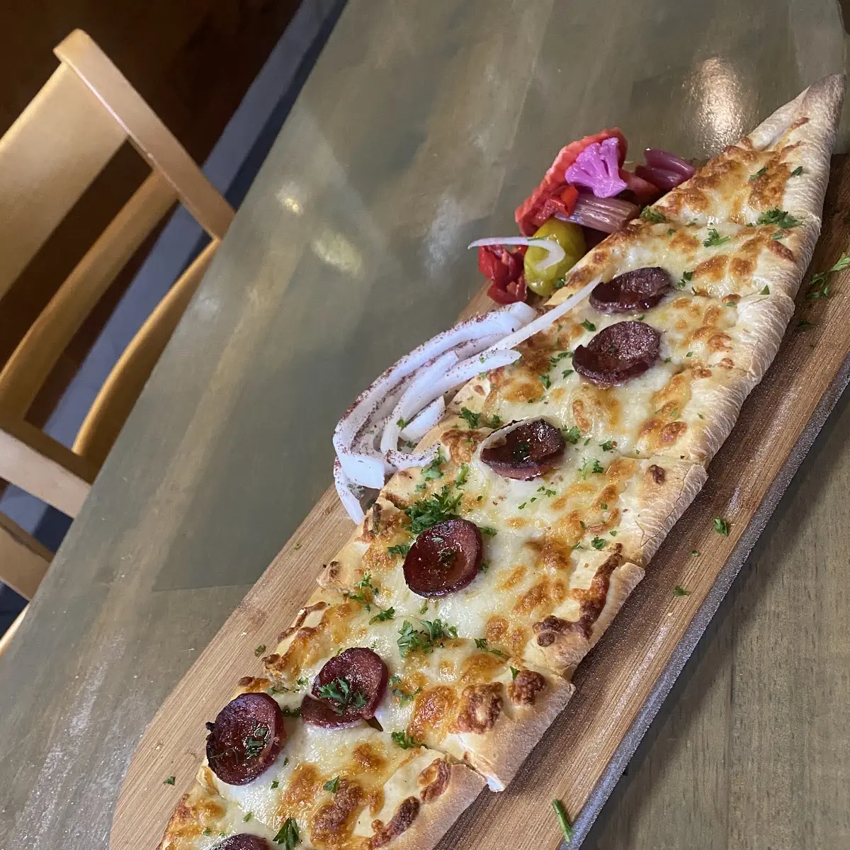 Pide with Cheese and Salami
