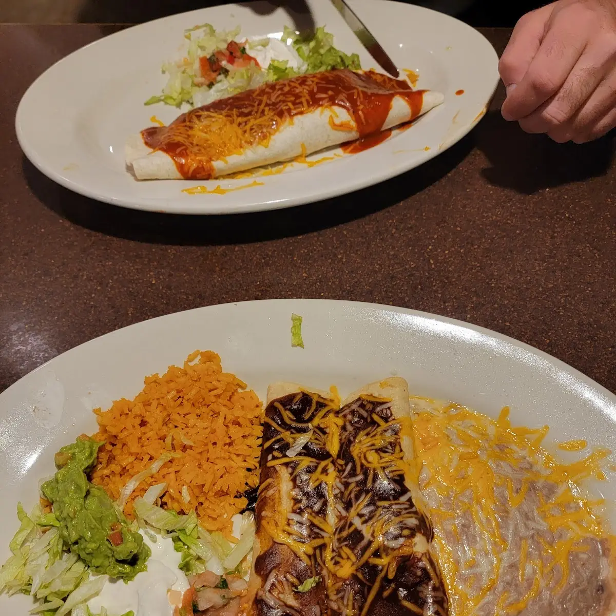 Refried Beans Rice and Salad Plate