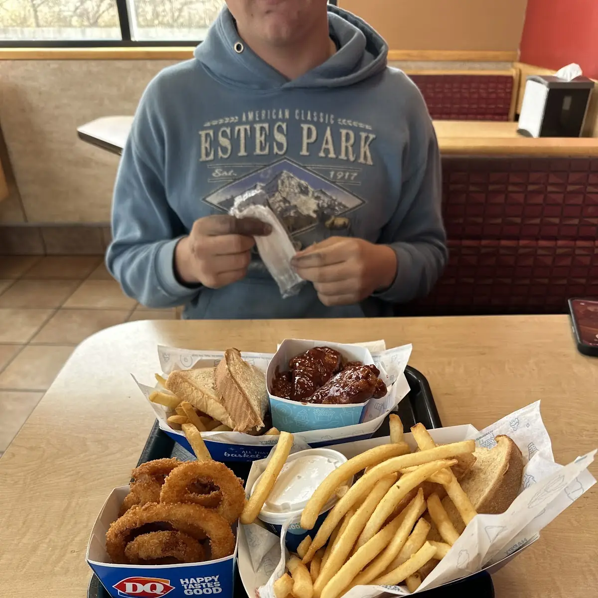Chicken Strip Basket and Onion Rings