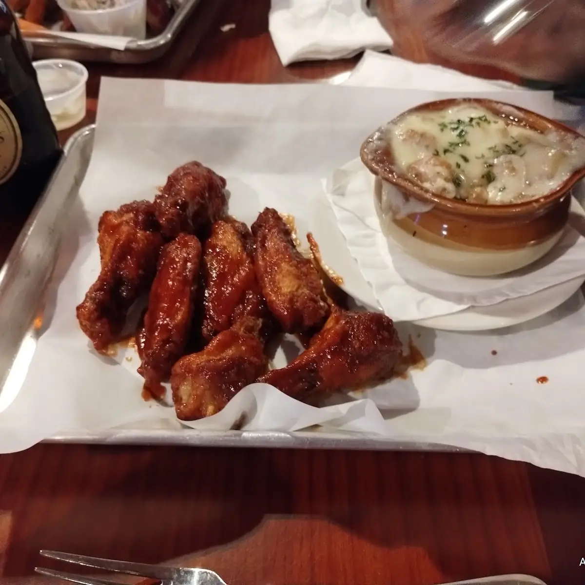 Boneless Wings and French Onion Soup