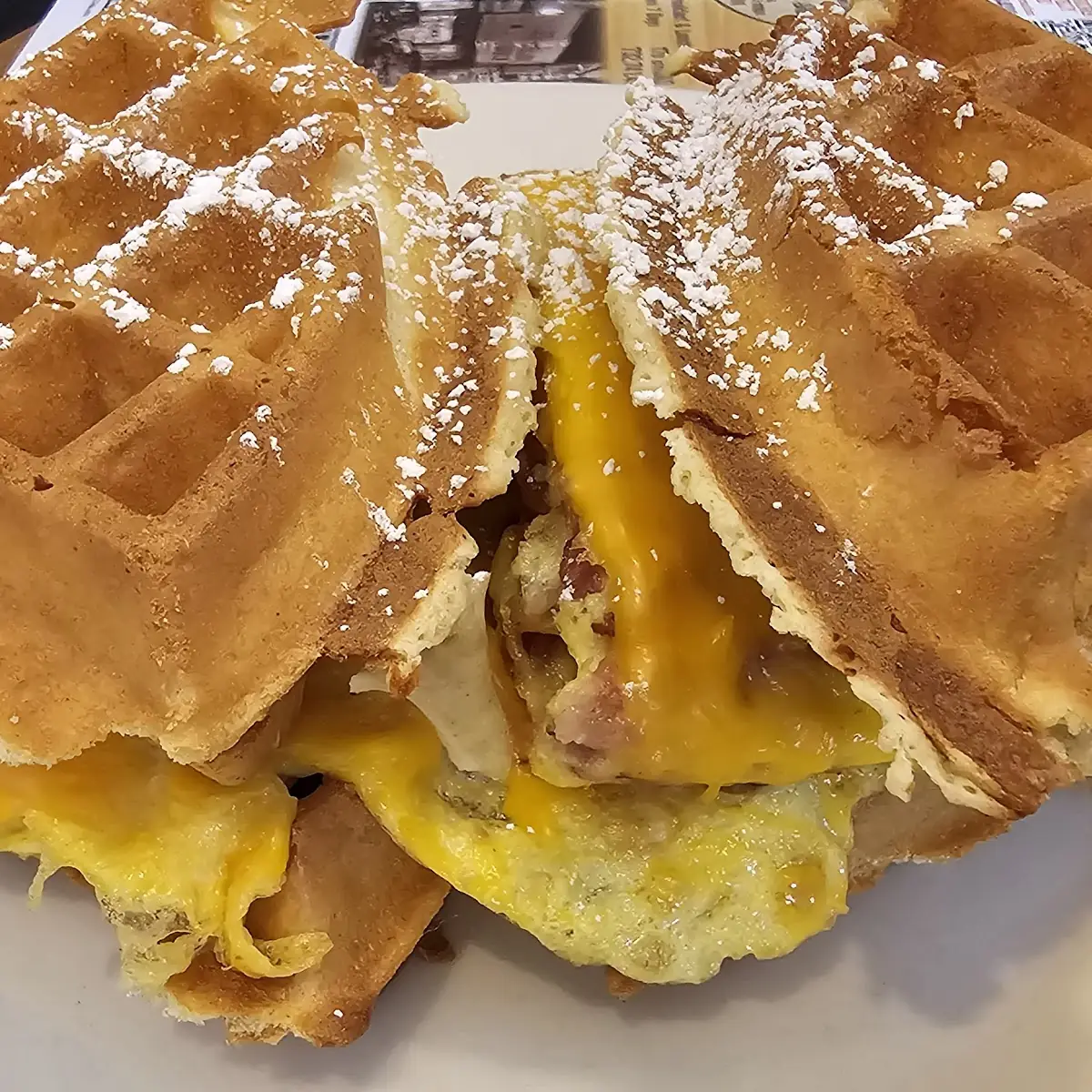 Waffle Bacon Egg and Cheese