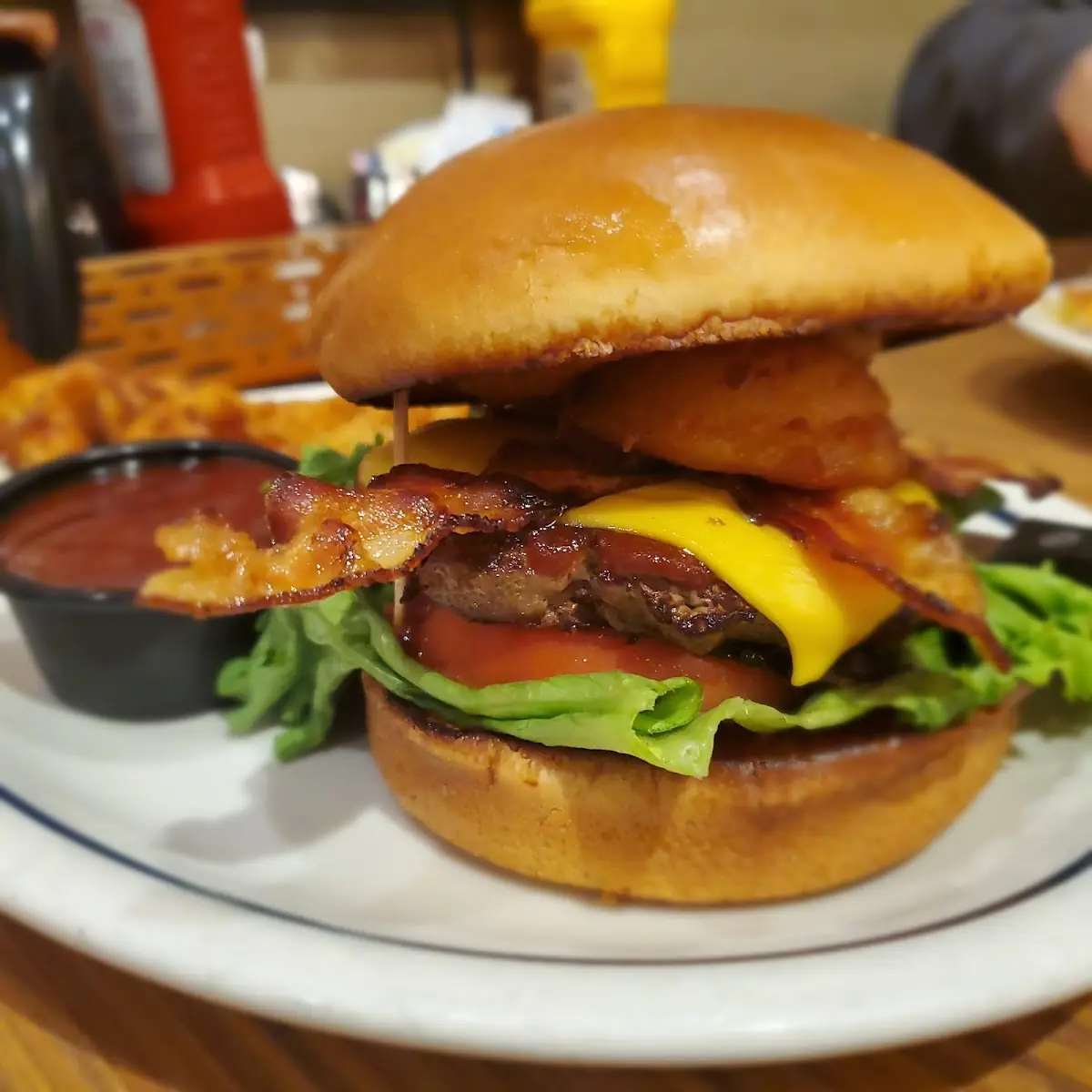 BBQ Burger and Onion Rings