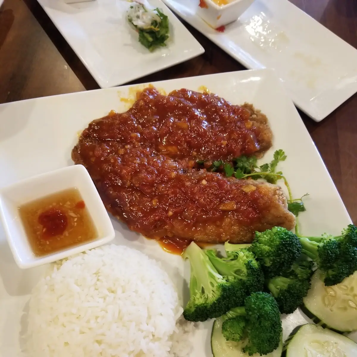 Fried Tilapia Fish with a Tangy Tomatoe Base