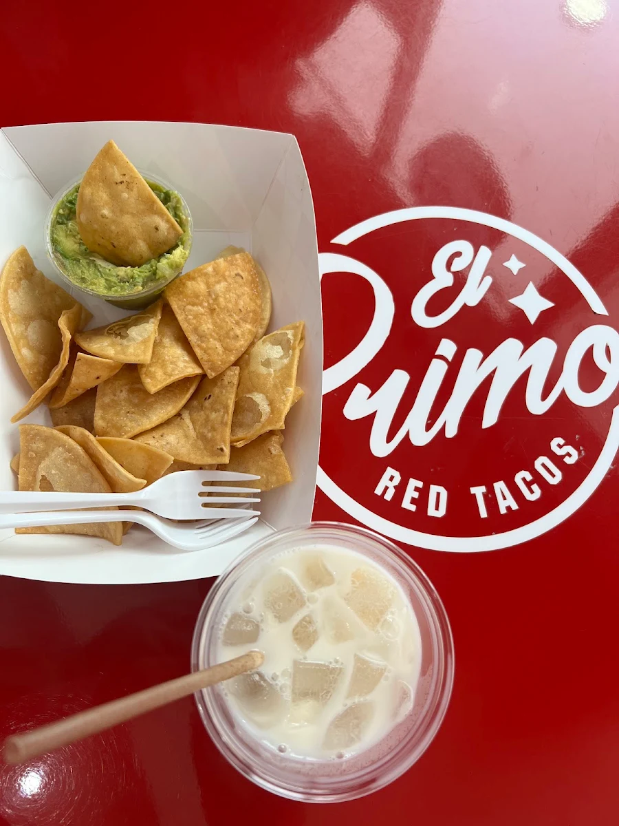 Guac & Chips w an Orchata Drink