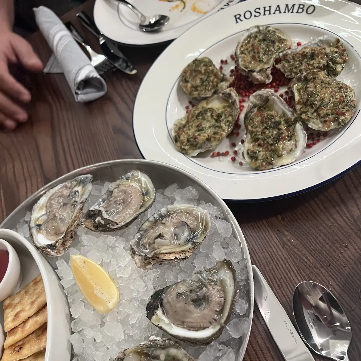 Fresh Oysters on Ice with Condiments