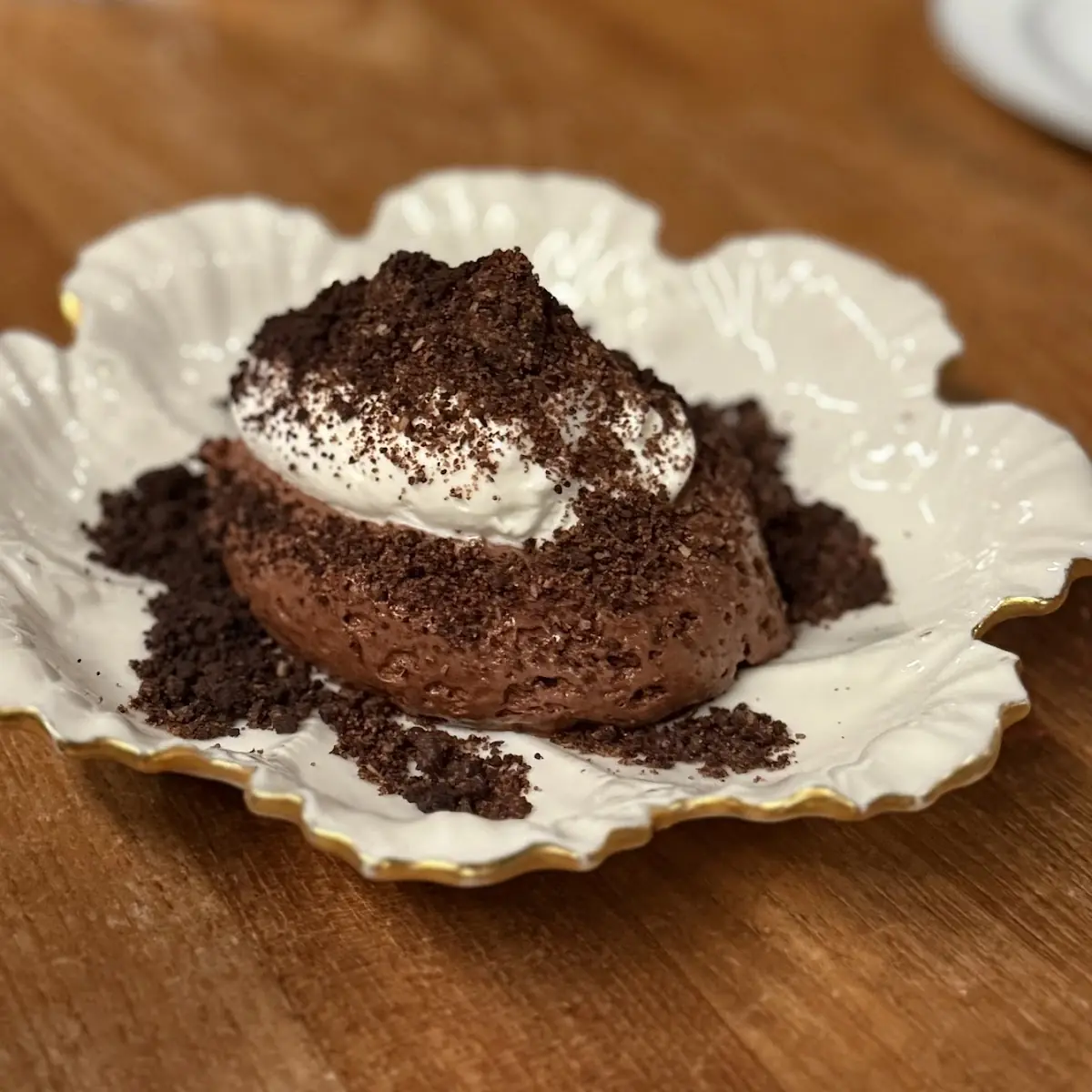 Dark Chocolate Mousse Coffee Crumble and Chantilly