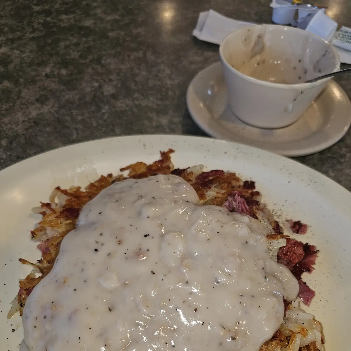 Corned Beef Hash Smothered with Sausage Gravy