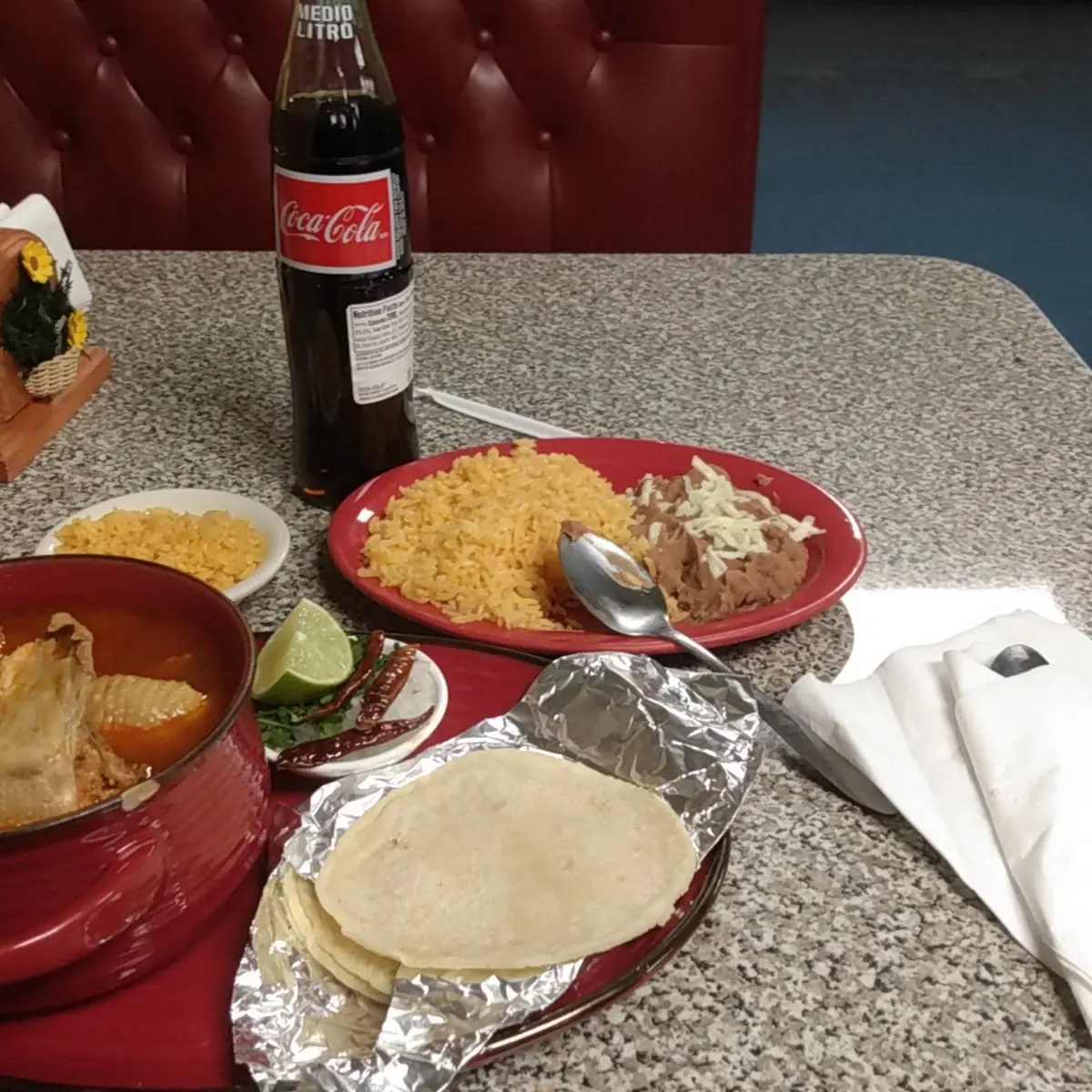 Chicken Soup with Rice and Beans Corn Tortillas