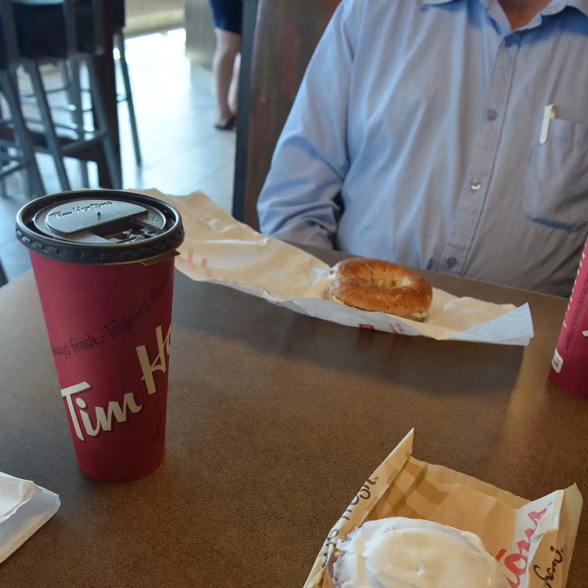 Bagel Cinnamon Roll and Coffees