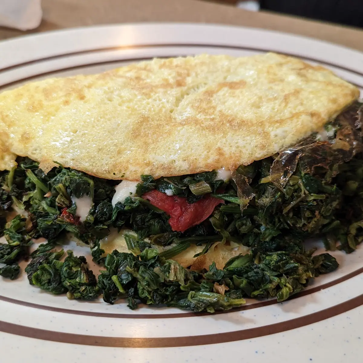 Spinach Tomato Feta Cheese Omelette