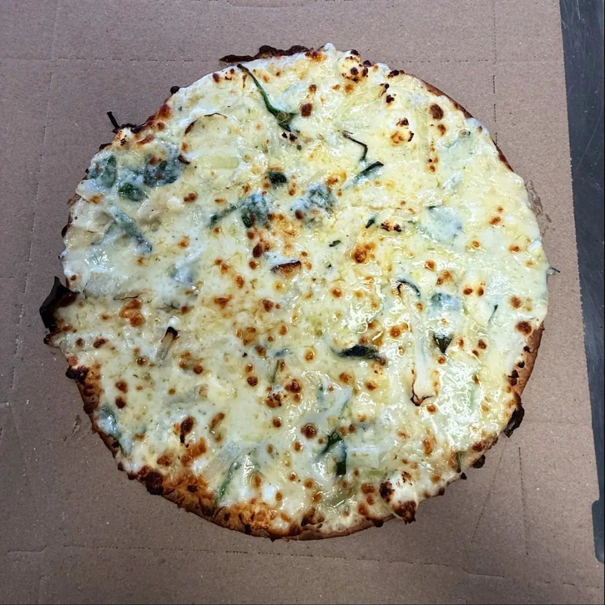 Thin Crust Spinach and Feta Pizza